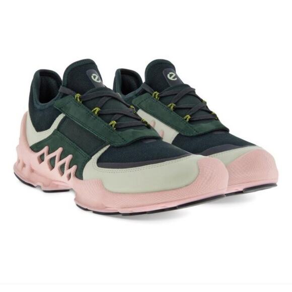 Ecco Shoes - Ecco Biom Green and Pink Sneakers